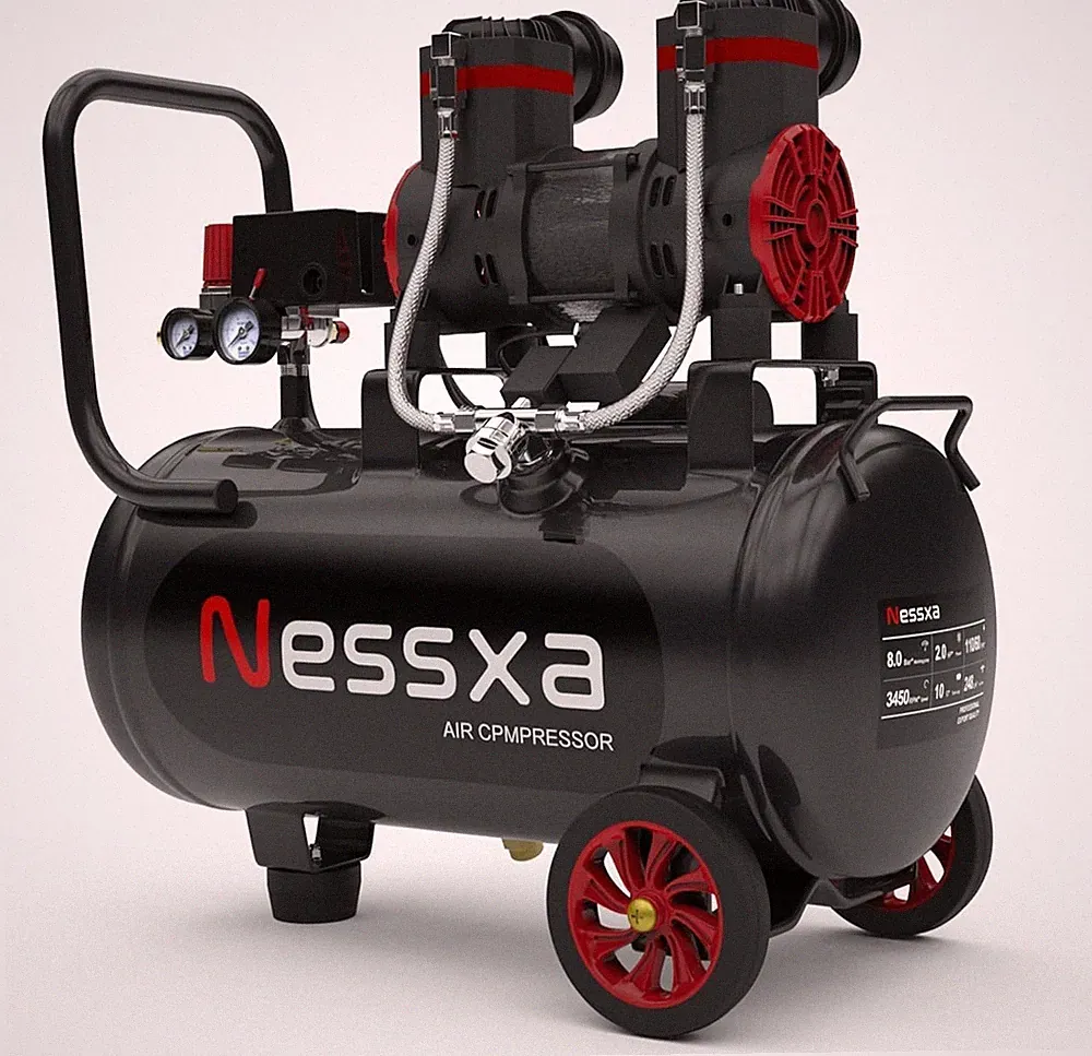 10 Gallon Ultra Quiet Oil-Free Air Compressor Tank with Two Quick Couplers 2HP
