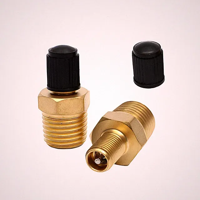 2PCS Brass Air Inflator Adapter, 1/4 NPT M to Standard Schrader Valve M with...