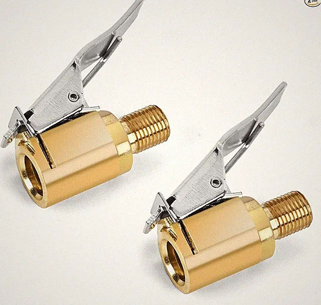 Brass Tire Inflation Hose Adapter with Locking Air Chuck, Threaded Twist Connect