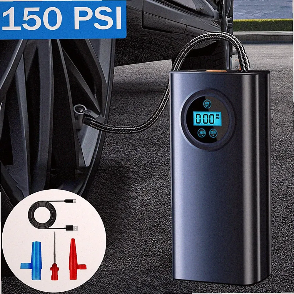 Cordless 150 PSI Air Compressor Tire Inflator For Car Moto Bike Tires Air Pump