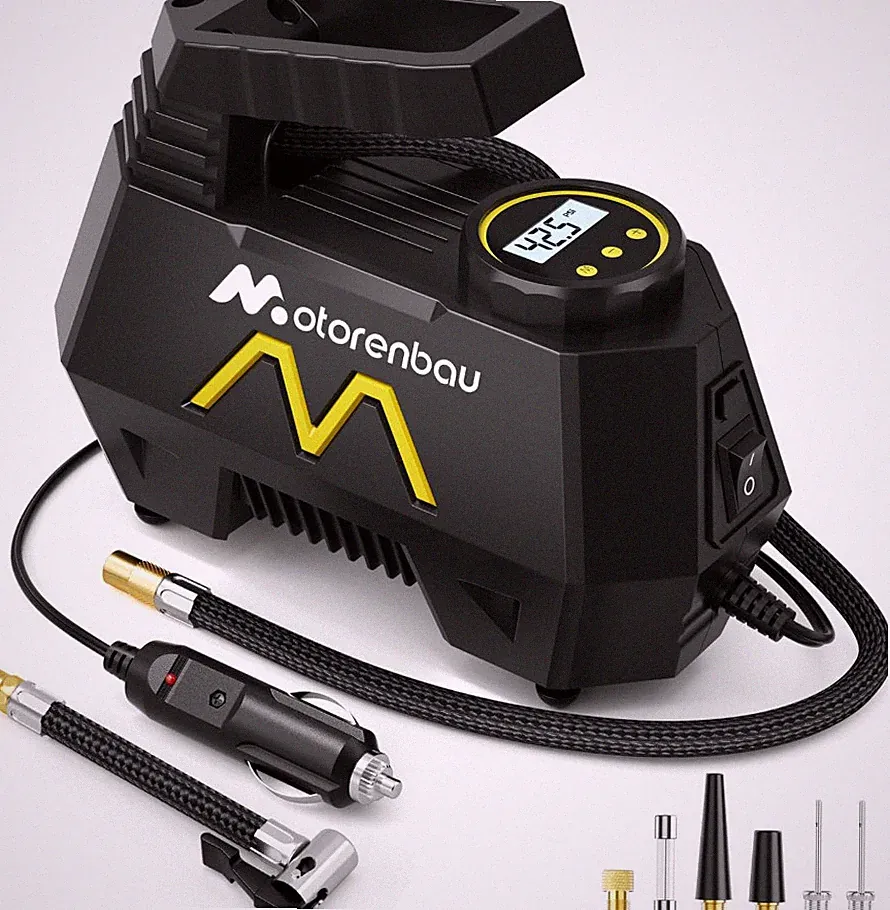 Portable Tire Inflator 12V Air Compressor Pump with Digital Gauge LED Light