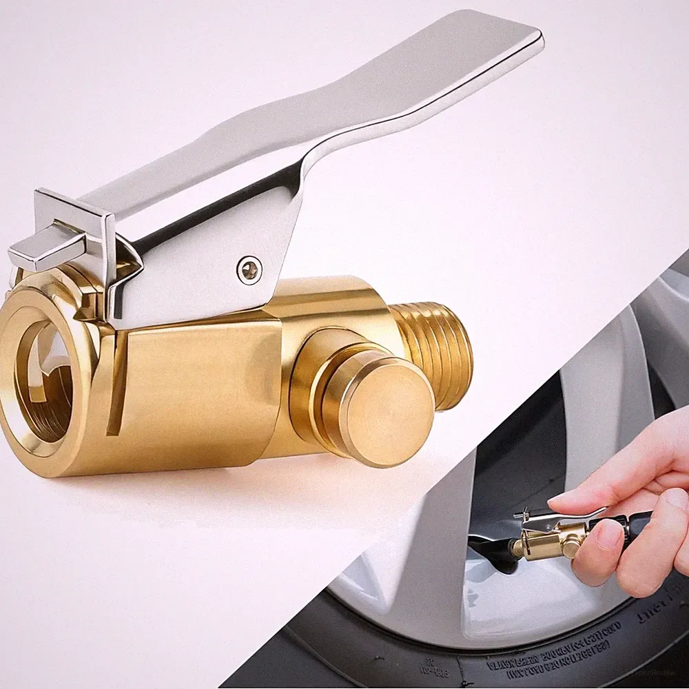Quick Connect Locking Air Chuck for Tire Inflation, Durable Brass Design