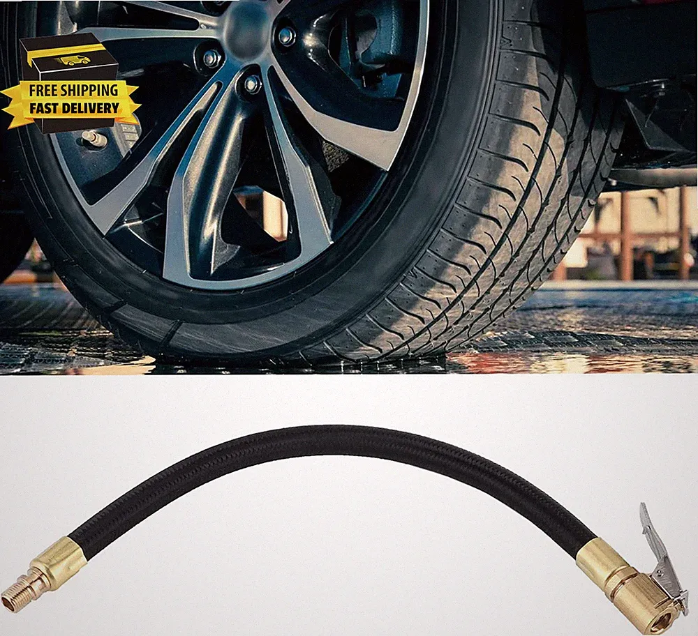 Tire Inflator Extension Hose with Quick Connect Chuck Adapter Air Compressor Acc