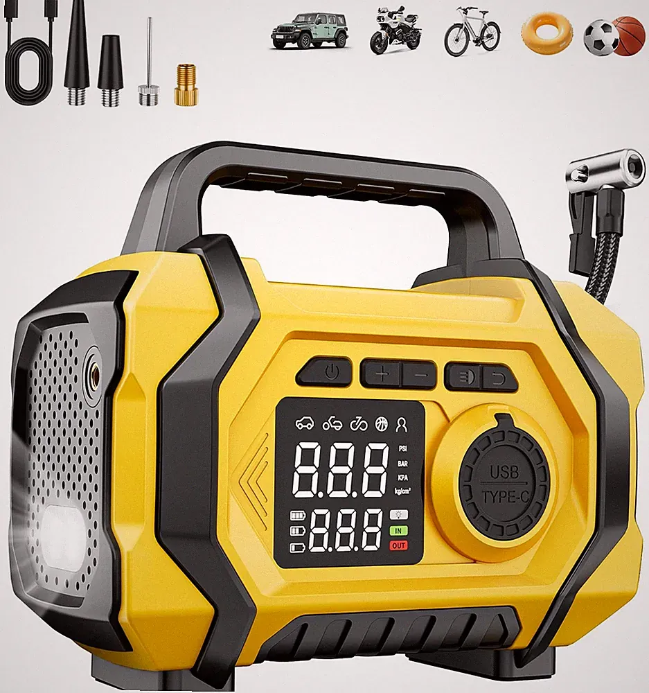 Tire Inflator Portable Air Compressor, 6X Fast 150PSI Air Pump for Car Tires,...