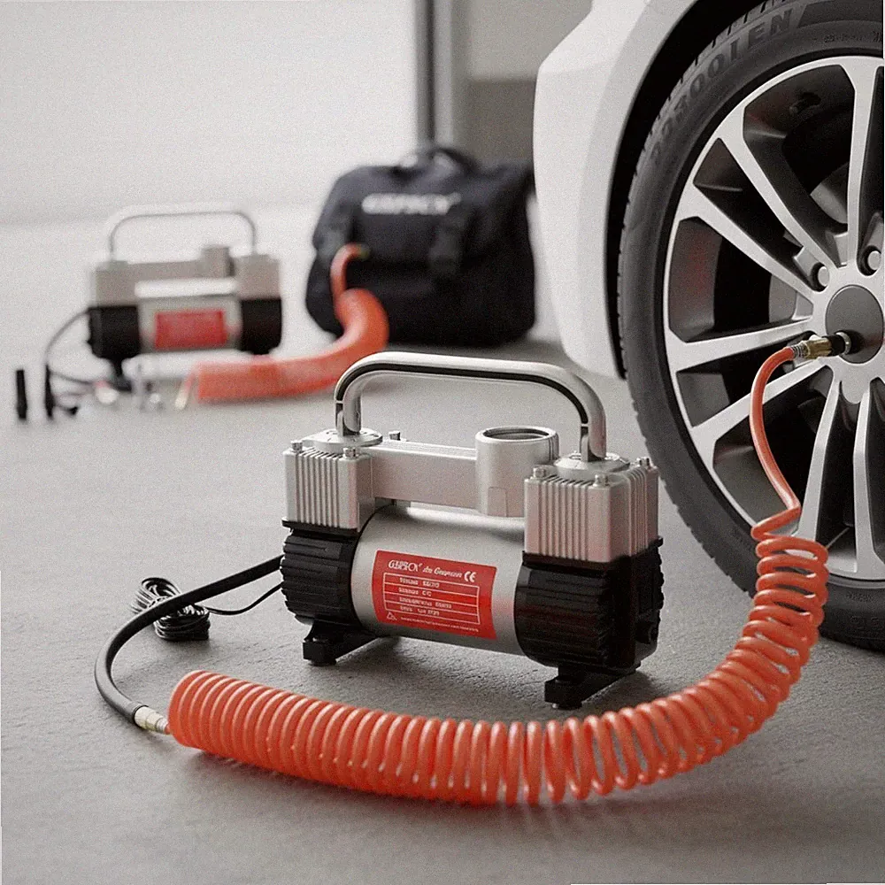 Whisper-Quiet Heavy Duty Tire Inflator - Double Cylinder 12V Air Compressor